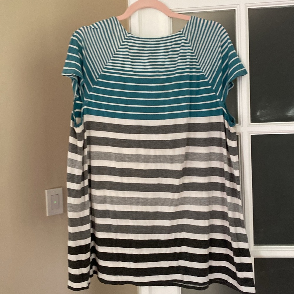 Women’s Short Sleeve Multi-Colored Striped Shirt
